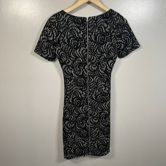 Reiss Janella Ruched Dress Size 4 Black Bonded Lace Career Event Wedding Guest - Picture 3 of 10